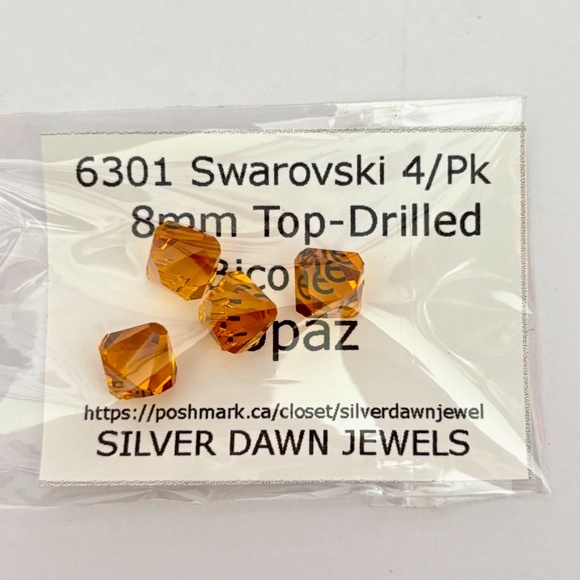 As Low as $2 8mm Topaz Top Drill Bicone 6301 Swarovski Crystal Beads 4pcs - Picture 2 of 3